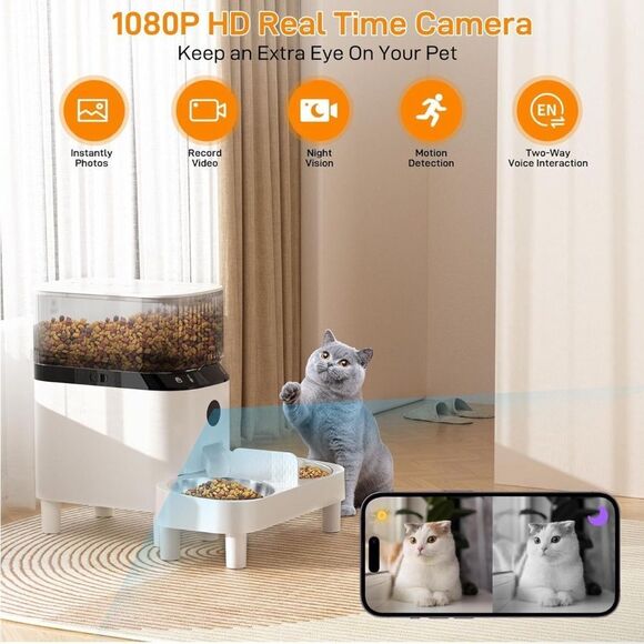Automatic Cat Feeders, Smart Timed Automatic Dog Feeder, HD Camera Voice& Video - Picture 7 of 9